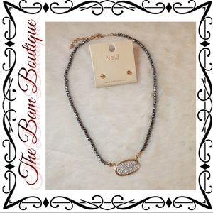 Druzy Oval Necklace/Earring Set